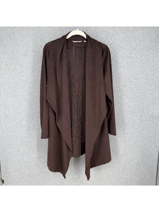 Soft Surroundings Sweaters - Soft Surroundings Robin Open Front Cardigan Jacket Size S Brown Faux Suede